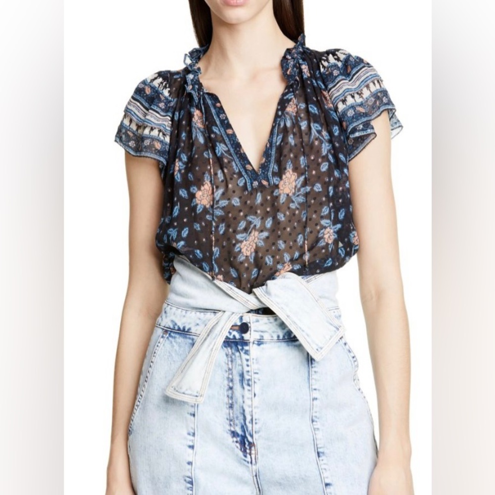Ulla Johnson Elis Floral Sheer Blouse Size 10